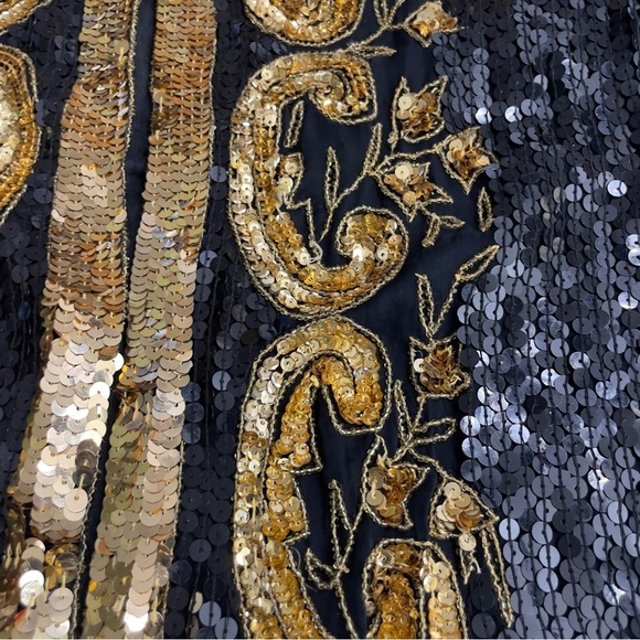 Vintage Jean for Joseph Le Bon Black & Gold silk Fully Sequined Jacket size M - Picture 6 of 11